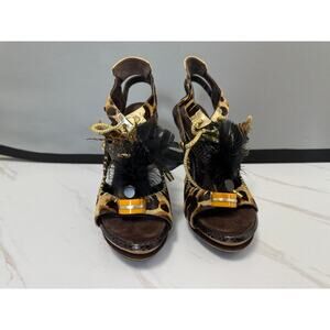 Vintage Louis Vuitton Spicy Leopard Calf Hair Python Trim Platform Heels